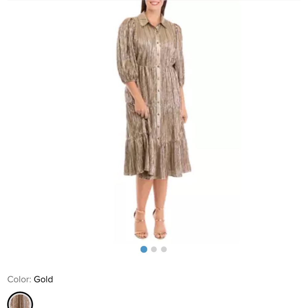 Crown & Ivy Metallic Gold Dress